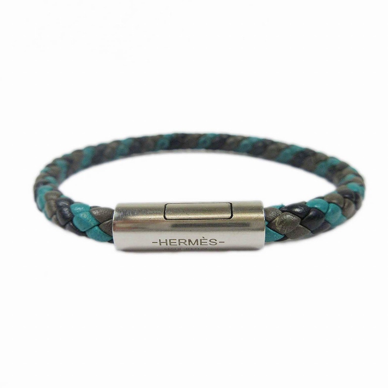 美品 エルメス HERMES GOLIATH ゴリアテ ブレスレット レザー 編み込み