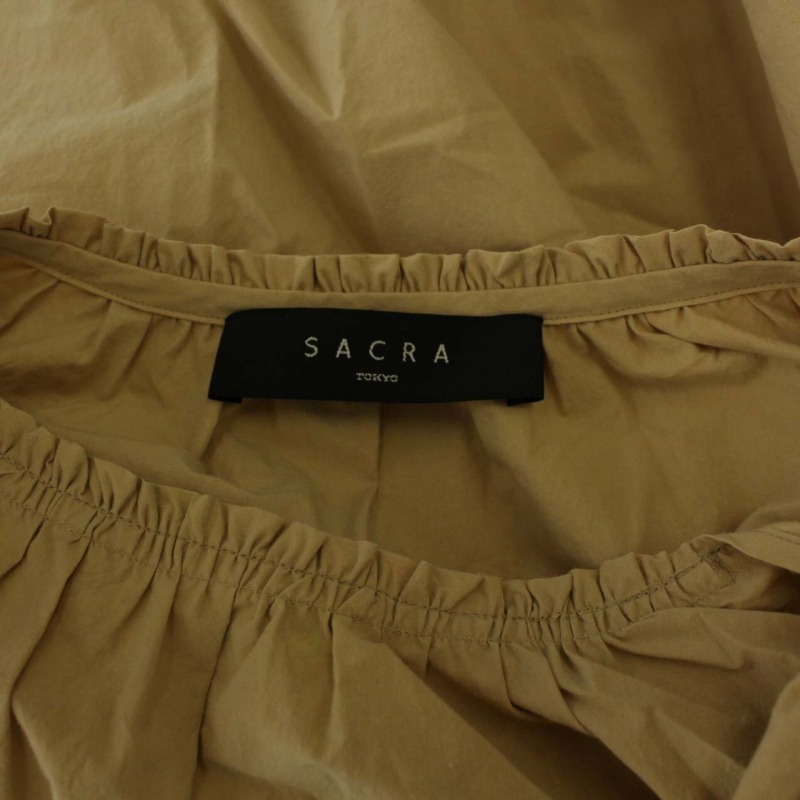 サクラ SACRA ブラウス カットソー 七分袖 リボン 38 M ベージュ /ST レディース_画像4