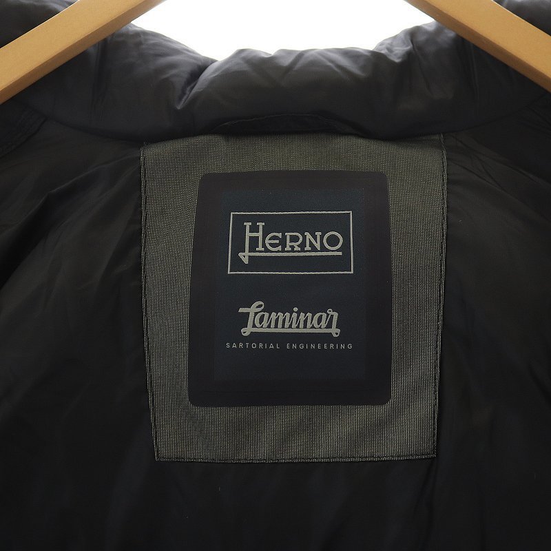 ヘルノ HERNO Laminar ダウンジャケット ミドル丈 フード 44 S 黒 ブラック /SI36 メンズ_画像3