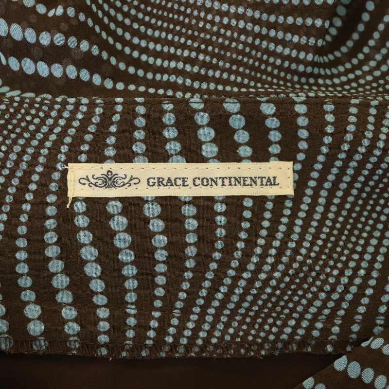 グレースコンチネンタル GRACE CONTINENTAL ティアードスカート フレアスカート ミニ ドット 36 S 茶 水色 レディースの画像3