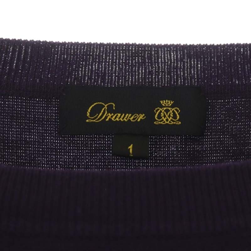 ドゥロワー Drawer ドレープスリーブ ニット カットソー プルオーバー 半袖 1 紫 パープル /DF ■OS レディース_画像3