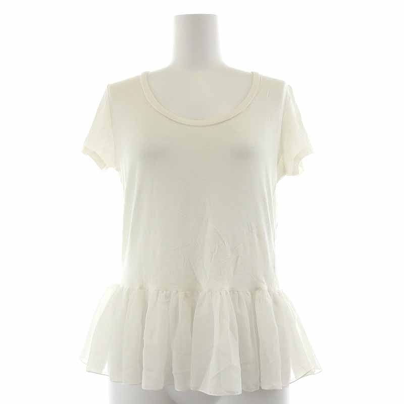 プロポーション ボディドレッシング PROPORTION BODY DRESSING Tシャツ カットソー プルオーバー シフォン 切替 フリル 半袖 2 M 白_画像1