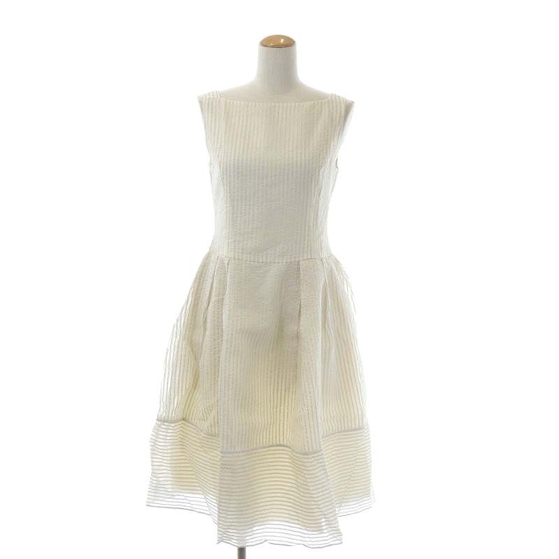 大きな割引 フォクシー ブティック FOXEY BOUTIQUE シルク混ドレスワンピース ロング ノースリーブ ストライプ フレア タック 38 オフホワイト ライト Mサイズ 大きな割引 フォクシー ブティック FOXEY BOUTIQUE シルク混ドレスワンピース ロング ノースリーブ ストライプ フレア タック 38 オフホワイト ライト Mサイズ