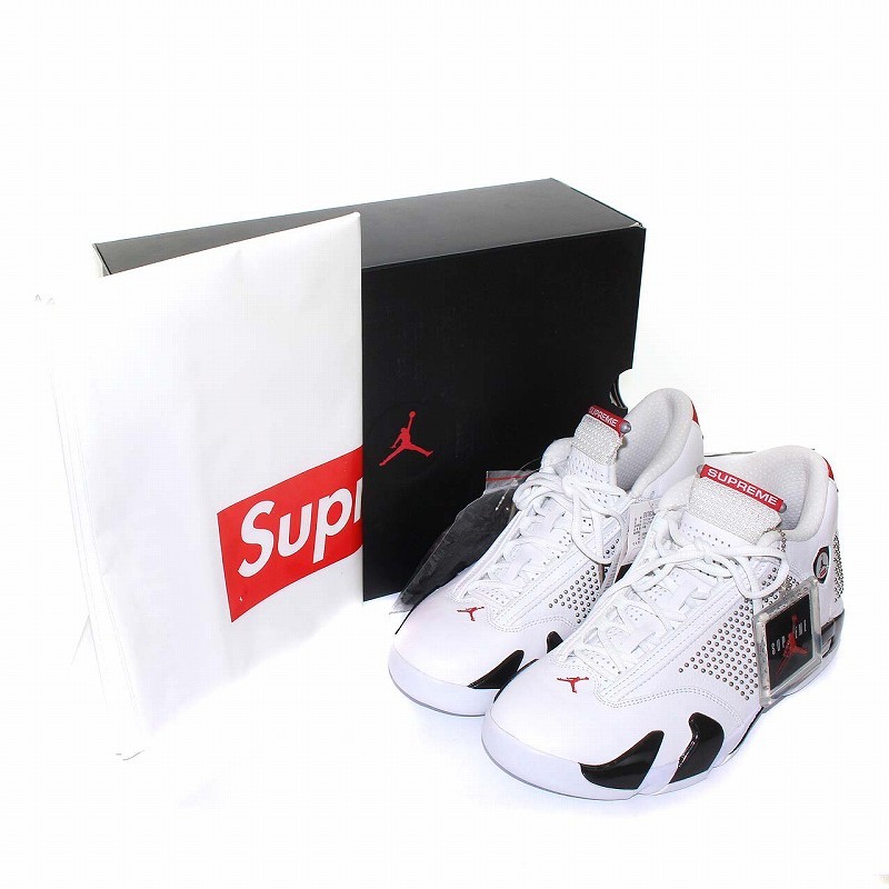 未使用品 ナイキ NIKE SUPREME AIR JORDAN 14 WHITE/RED エア
