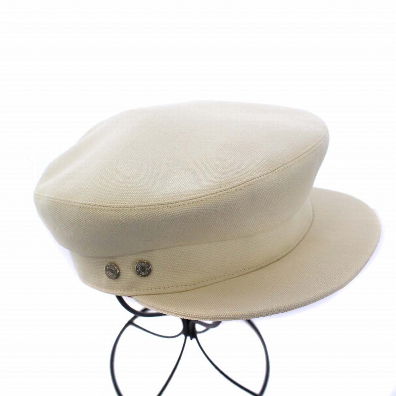 未使用品 エルメス HERMES セリエボタン マリンキャップ キャスケット 帽子 57cm アイボリー /KH OH レディース 