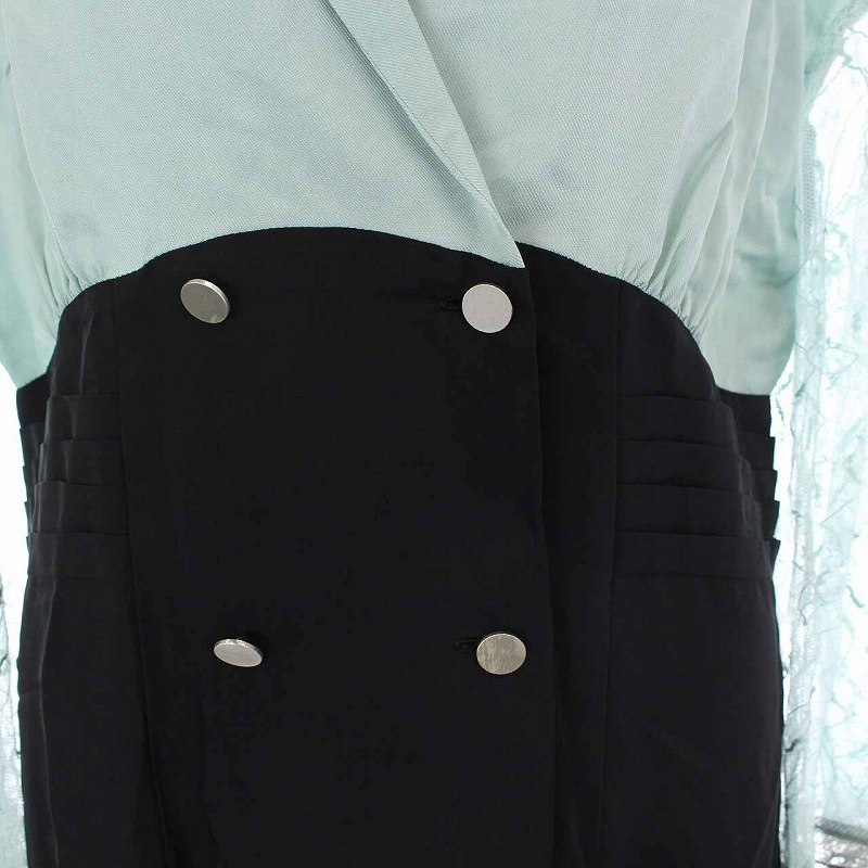 ステア STAIR シャツ ワンピース ロング 袖レース 刺繍 ダブルボタン 長袖 2 M 黒 ブラック 水色 /YM レディース_画像5