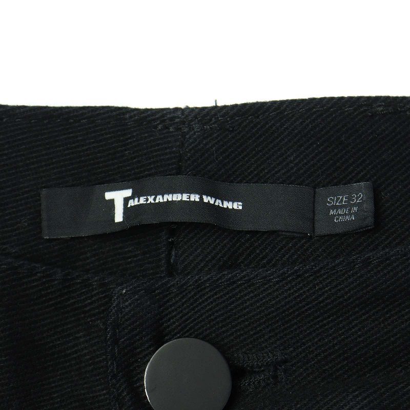 ティーバイアレキサンダーワン T by Alexanderwang パンツ デニムパンツ レザーパッチ ボタンフライ 32 M 黒 ブラック /MR7 メンズ_画像3