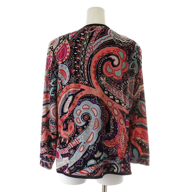 レオナール LEONARD FASHION カンカン素材 ノーカラージャケット 総柄
