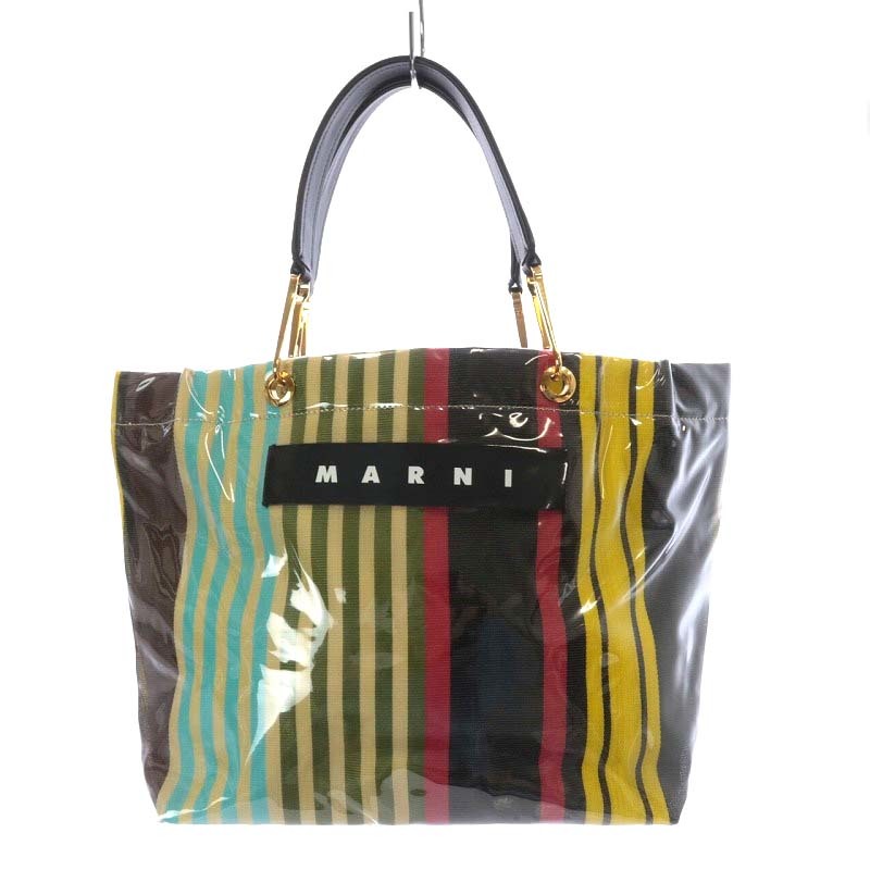最安価格 新品 marni トートバッグ マルニ MARNI GLOSSY ストライプ