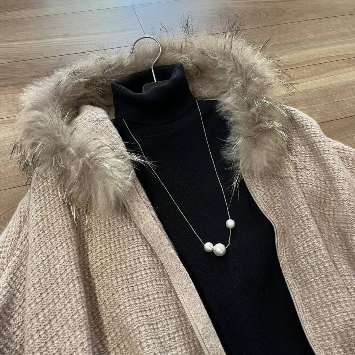 Lanvin en Bleu ポンチョ コート ランバンオンブルー ファー