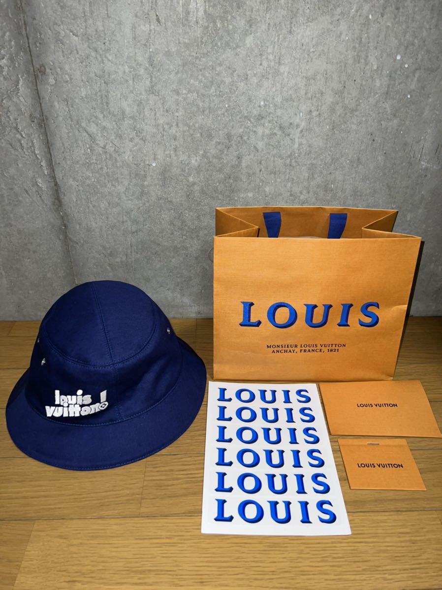 21AW 本物 Louis Vuitton ルイ・ヴィトン ボネ・エブリデイLV ハット リバーシブル モノグラム MP3124 帽子 フランス製 ネイビー イエロー