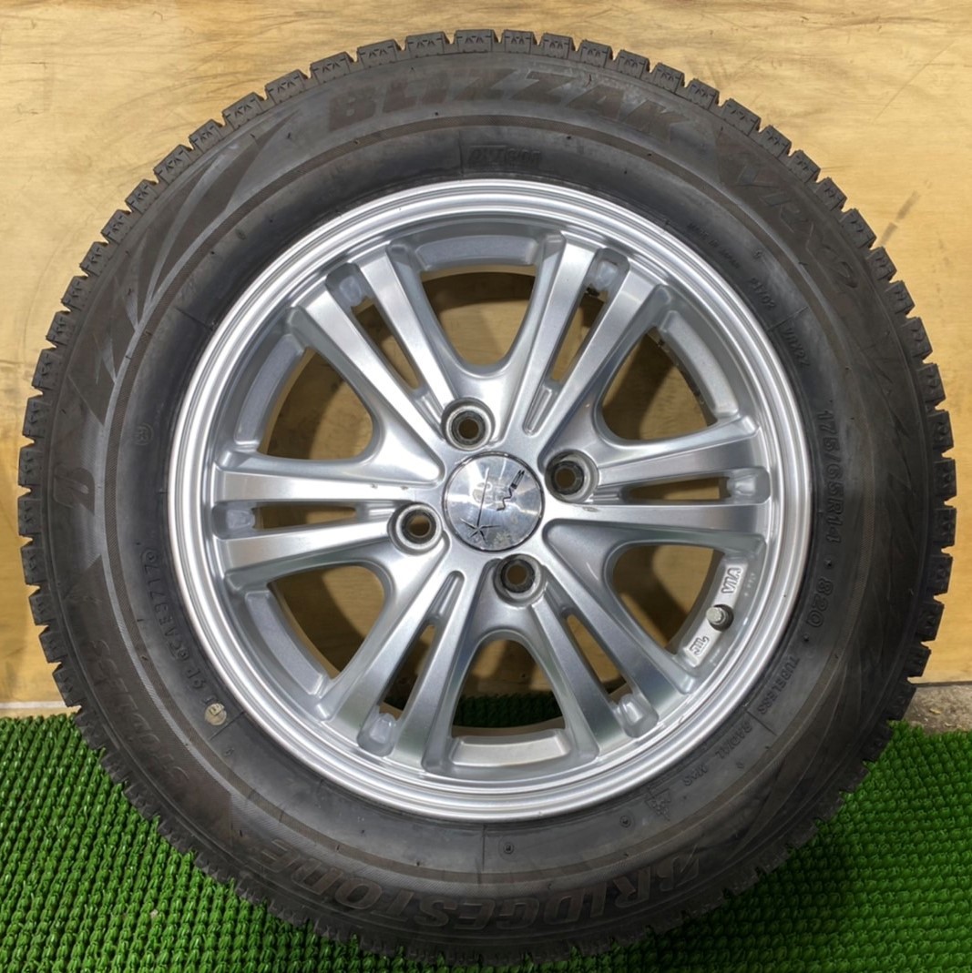 175/65R14 BRIDGESTONE【2017年】(社外アルミホイール) 14X5.5J ET38 4H/100 4本セット！コンパクトカー等に_画像2