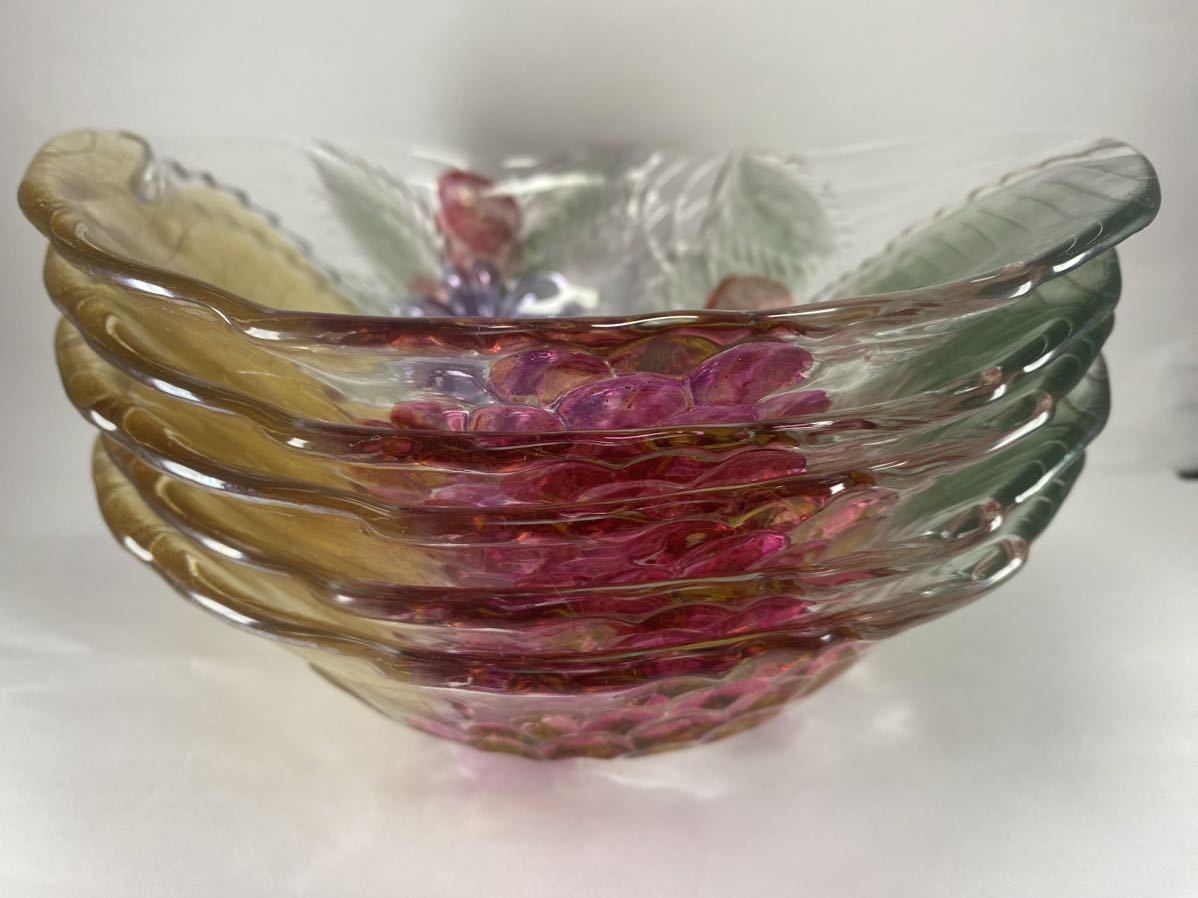 【昭和レトロ】大塚硝子 ボウル ５個入セット 60-30 サラダボウル フルーツボウル ガラス 食器 SOGA GLASS DESSERT MELLOW FRUITSの画像1