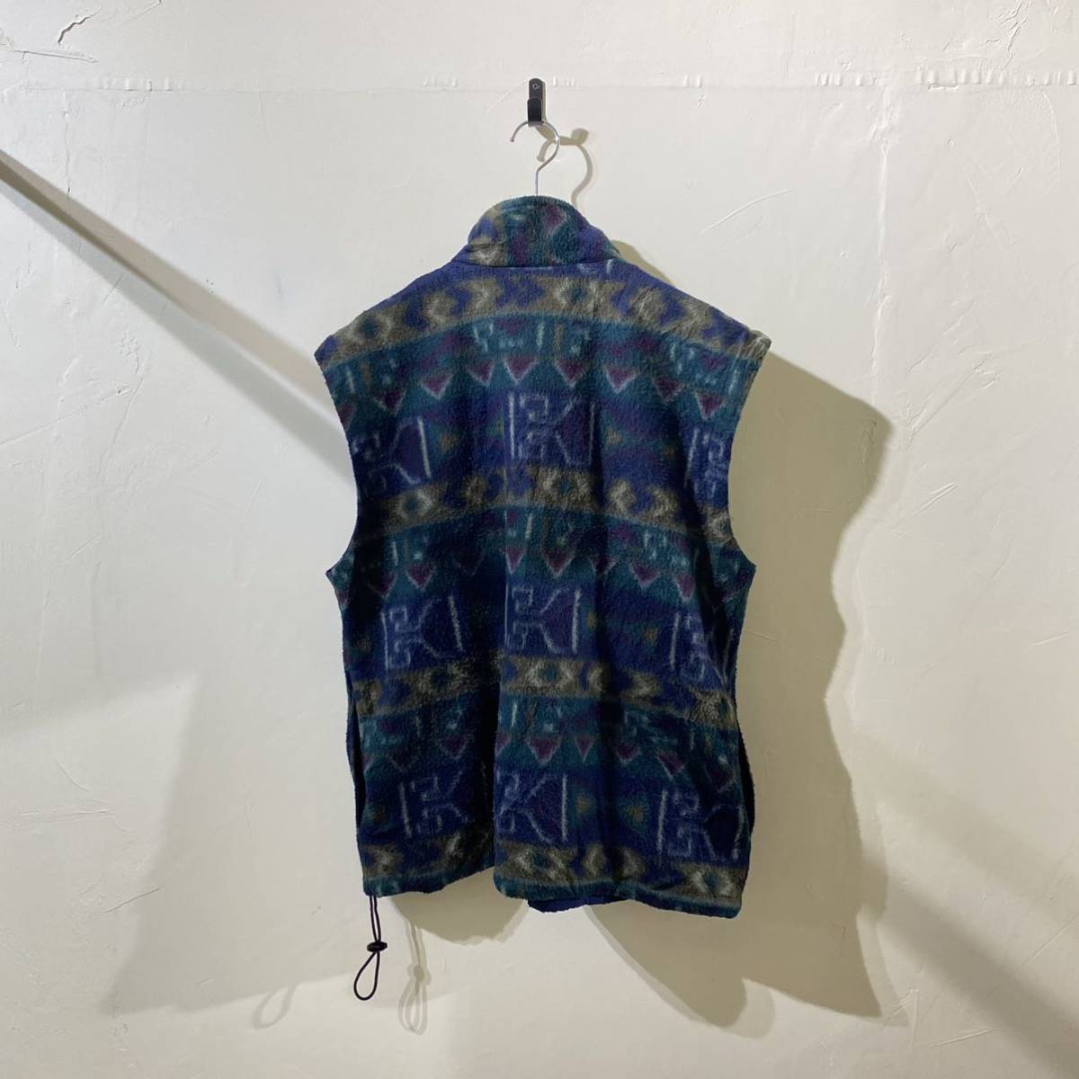 vintage print fleece vest 古着 フリースベスト 柄ベスト ビンテージ ベスト アメリカ古着 USA製 80s 90s_画像8