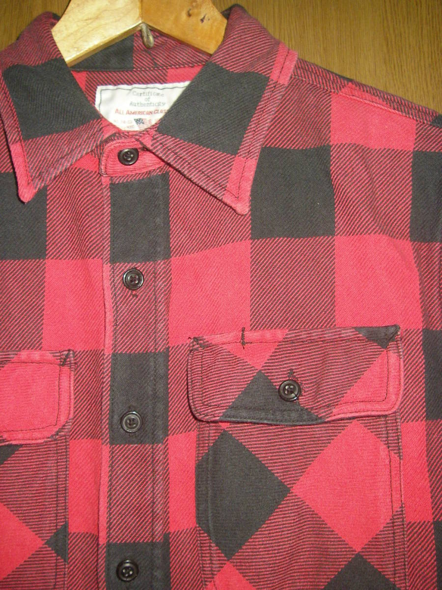 アヴィレックス 赤黒 ブロックチェック バッファローチェック ネルシャツ ワークシャツ チェックシャツ チェック シャツ S 赤 黒 ( M_画像2