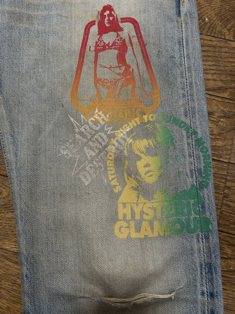 ※HYSTERIC GLAMOUR ヒステリック グラマー セクシーガールプリント スタッズ デニムパンツ 未裾直 インディゴ 日本製 30 　BJBB.AJ_画像5