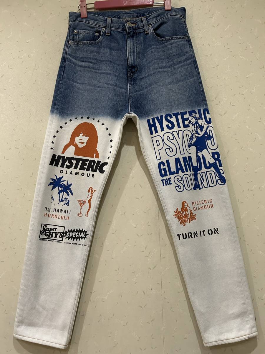 ※HYSTERIC GLAMOUR ヒステリック グラマー 01192AP05 セクシーガールプリント デニムパンツ インディゴ 日本製 28 　　　　　 BJBB.AJ_画像1