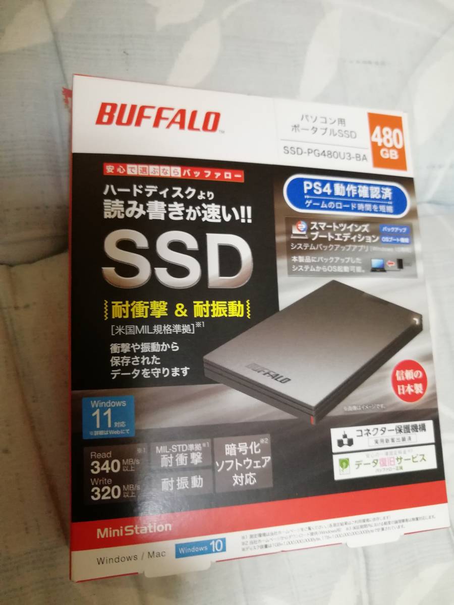 * unused goods * BUFFALO [SSD-PG480U3-BA] attached outside SSD portable 480GB USB3.2(Gen1) correspondence 