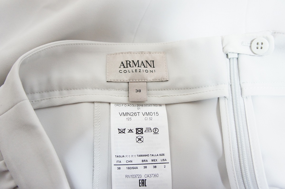 美品 国内正規 ARMANI COLLEZIONI アルマーニ コレッツォーニ シフォン スカート 薄灰 ライトグレー サイズ38 806M　_画像5