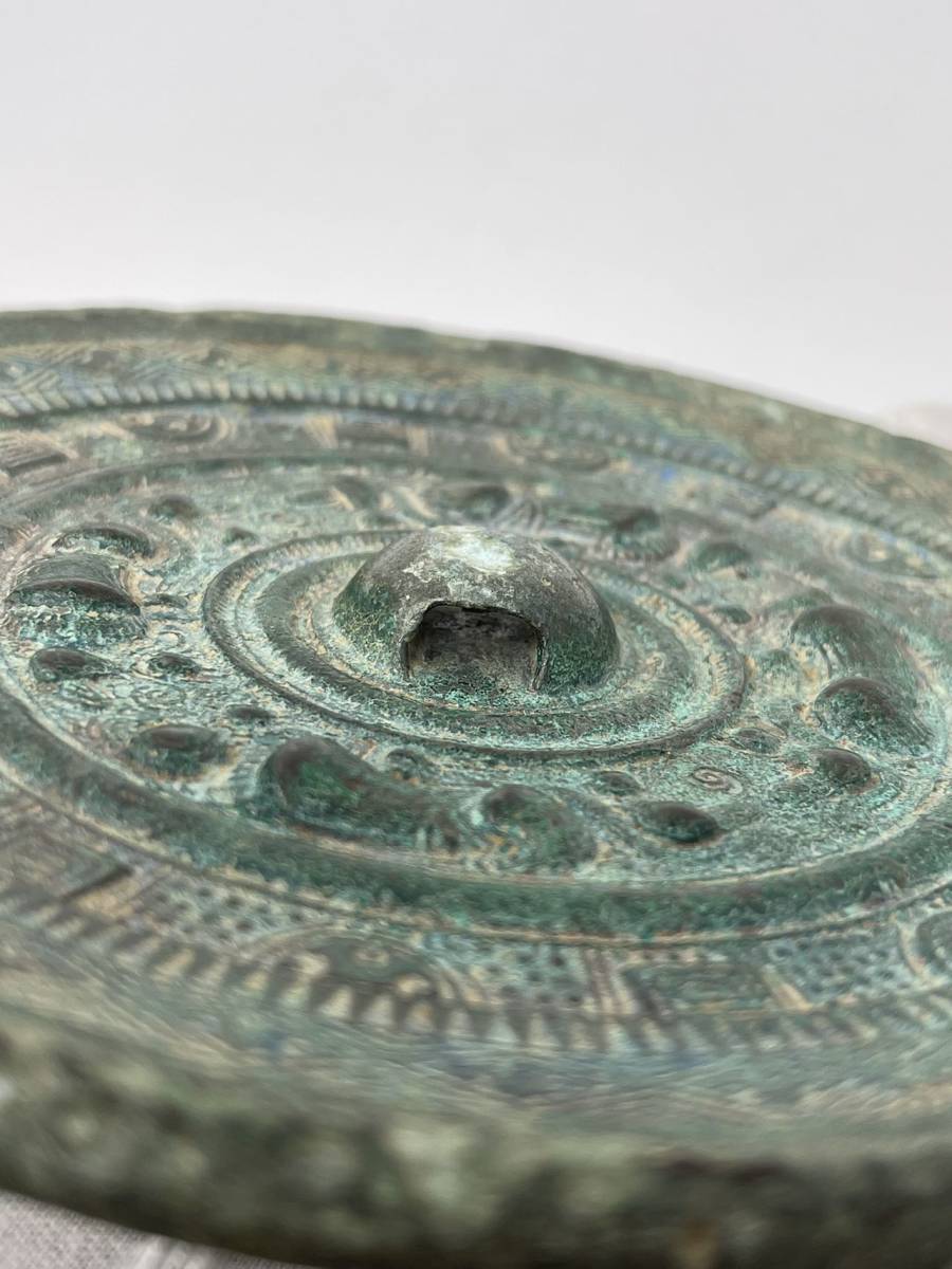 中国 旧家から 漢～唐朝期 古銅鏡 青銅鏡 古物保証（李朝 朝鮮 唐物