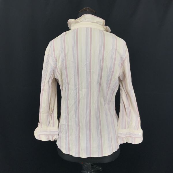 KUMIKYOKU SiS/ Onward . mountain * frill / 7 minute sleeve shirt [women*s size -3/L/ pink series / stripe ]Tops/Shirts*BG979