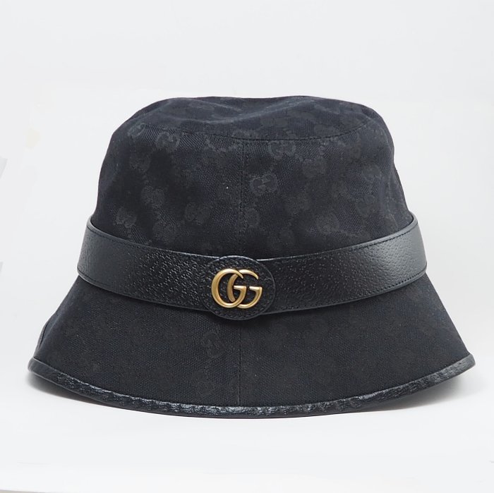 美品 GUCCI グッチ ダブルG付き GG キャンバス バゲット ハット 帽子