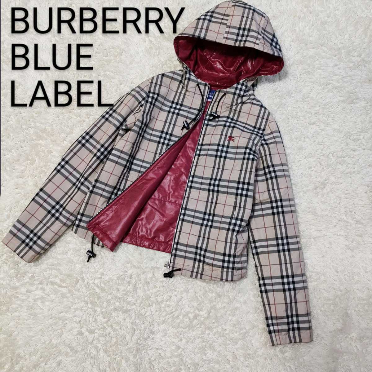 BURBERRY BLUELABEL ノバチェック フード付き中綿ジャンパー サイズ38