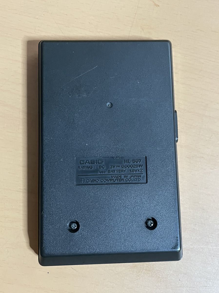 O914.1 CASIO/カシオ 電卓 HL-807 動作品 箱・説明書付き 昭和レトロ 雑貨 ゆうパケット発送可能 電池交換済み