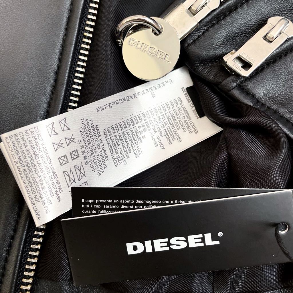 新品 極上 ディーゼル DIESEL ライダースジャケット ラムレザー 羊革