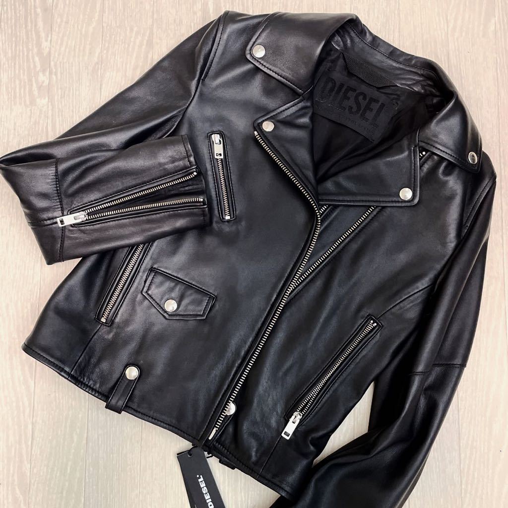 新品 極上 ディーゼル DIESEL ライダースジャケット ラムレザー 羊革