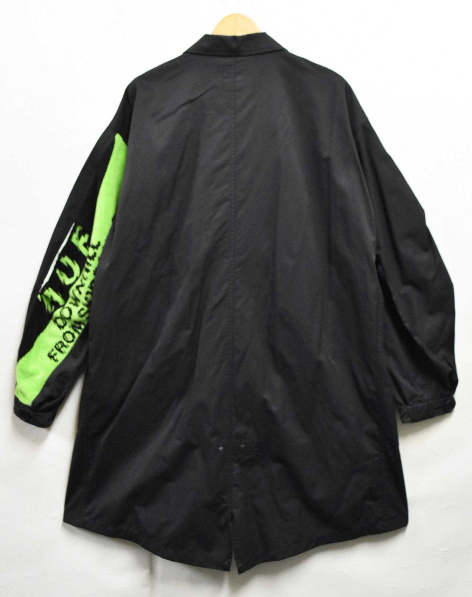  big size HUF is fDOWNHILL FROM SKIDROKYO Chesterfield coat nylon sleeve pie ru ground black 2XL corresponding (38187