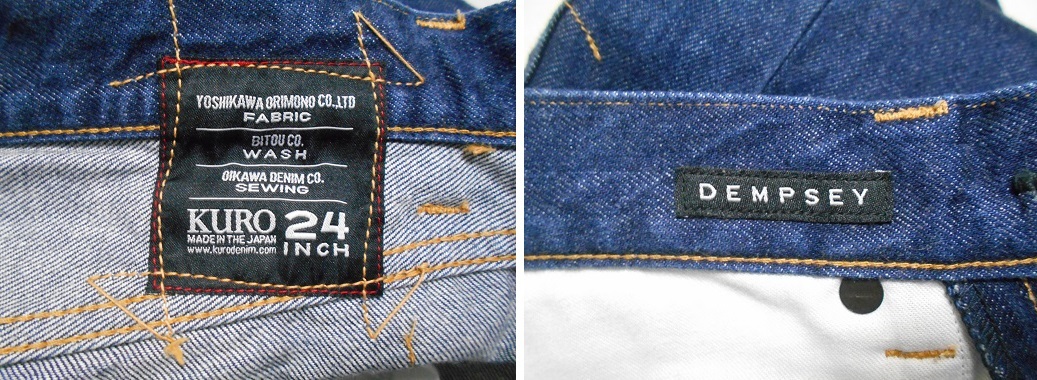 KURO black DEMPSEY Denim jeans red ear made in Japan W24