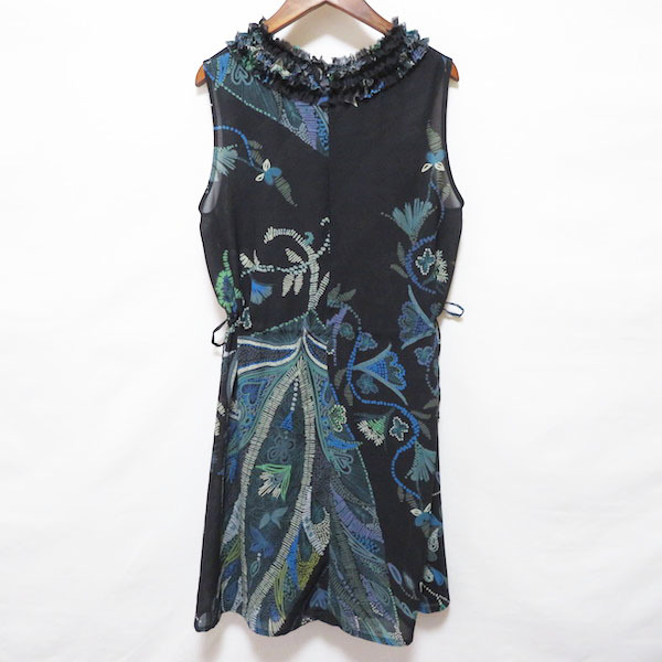 #snctokkoTOKUKO1erVOL tunic 9 black green blue no sleeve frill ribbon total pattern lady's [754712]