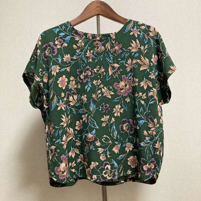 #spc poetry ..hitosi Tamura ensemble green multi floral print the best crepe-de-chine short sleeves tag attaching beautiful goods lady's [770314]