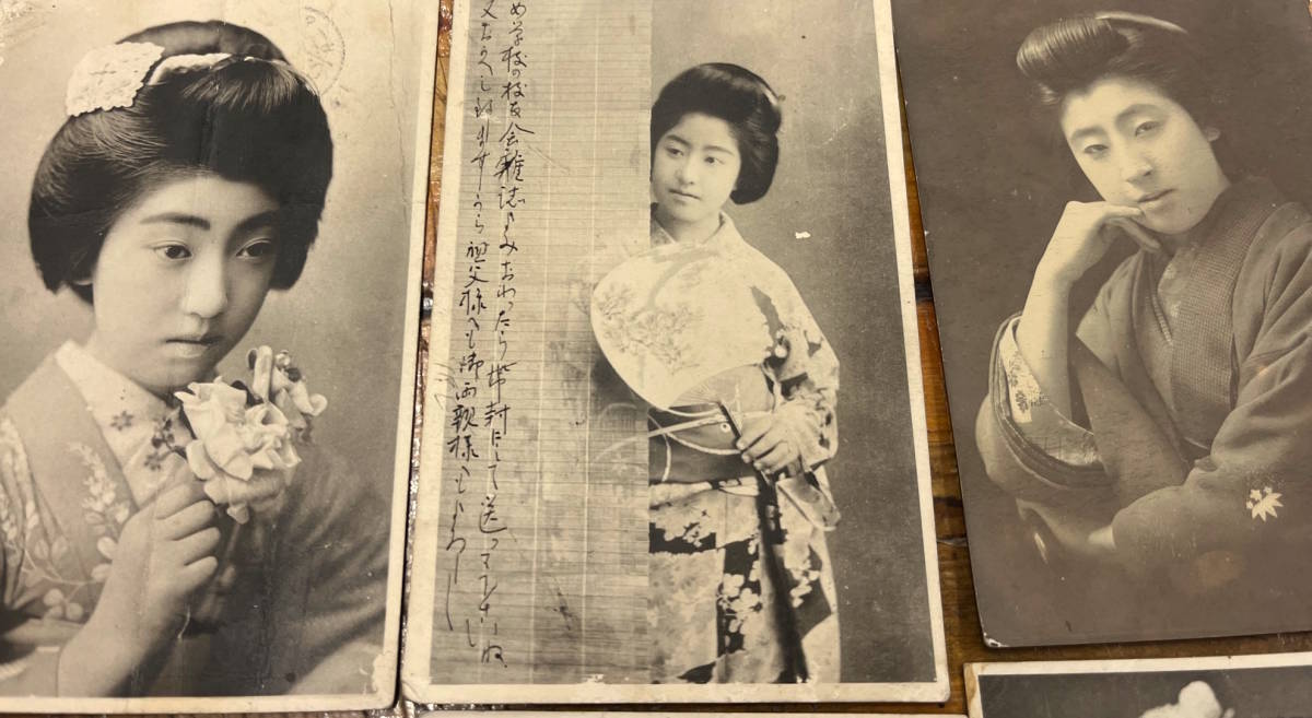  valuable * war front picture postcard old photograph materials * all 5 sheets * Japan woman kimono Japanese coiffure beautiful person *en tire contains * Meiji terminal stage ~ Taisho previous term 