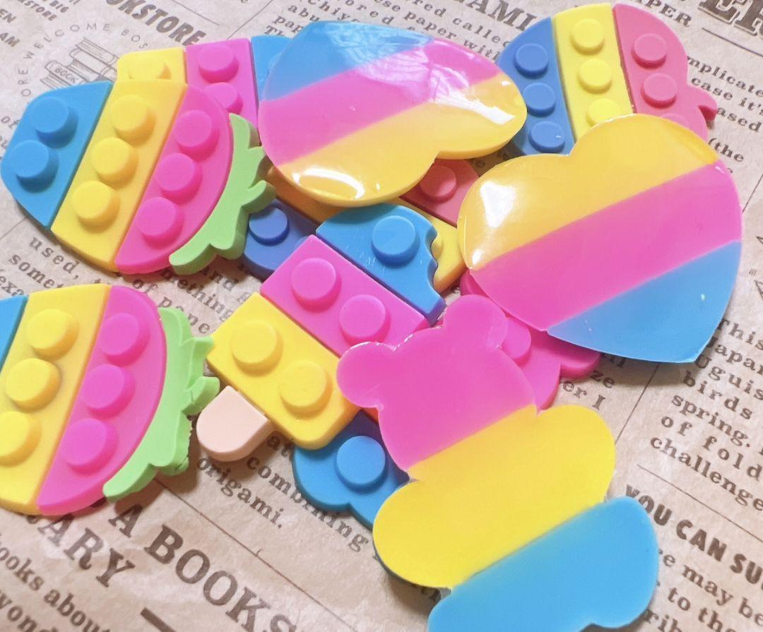  colorful block 10 piece deco parts plastic parts deco material hand made material 