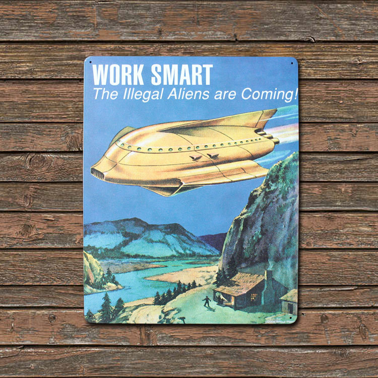 メタルサイン 「Work Smart」 #169046 縦38cm×横30.5cm ブリキ看板_看板 メタルサイン 「Work Smart」 #169046