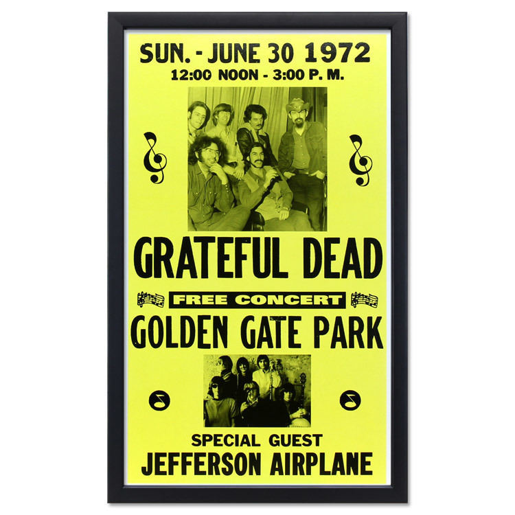 額入りバンドポスター GRATEFUL DEAD JEFFERSON AIRPLANE グレイトフルデッド ジェファーソン・エアプレイン JUNE 30 1972 額縁サイズ：361_画像1