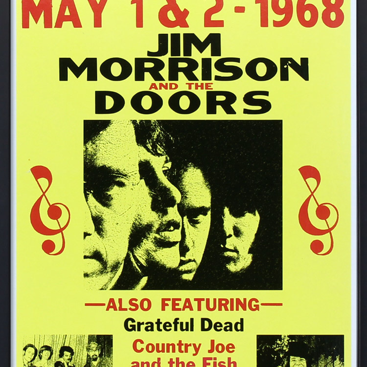 額入りバンドポスター JIM MORRISON AND THE DOORS ジム・モリソン アンド ザ ドアーズ FOLK ROCK FESTIVAL MAY 1&2 1968 額縁サイズ：361_画像3