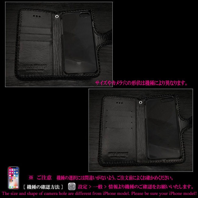 iPhone 14 iPhoneケース スマホケース 手帳型 レザー 馬革 シュリンク コンチョ付き レッド_画像3