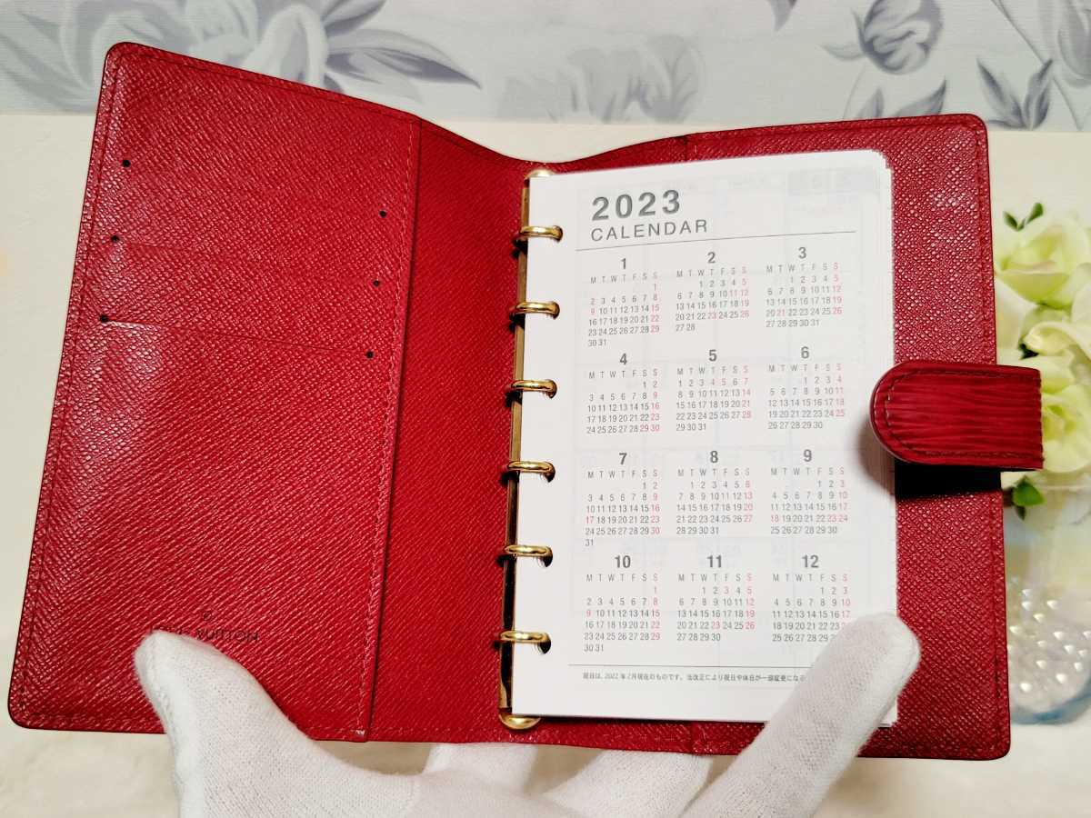 【LOUIS VUITTON】ルイヴィトン 手帳カバー エピ アジェンダPM 赤 レフィルおまけ付き 美品