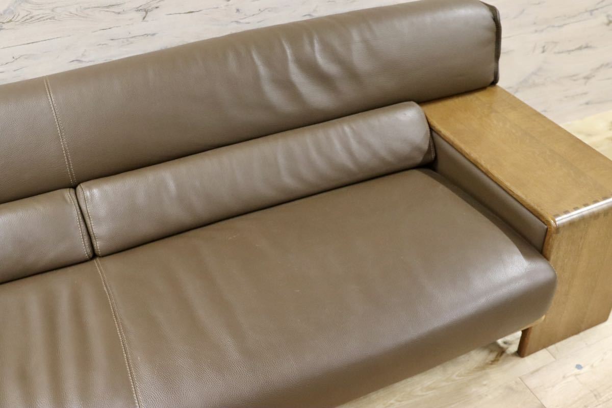 GMFK409○CONDE HOUSE / カンディハウス ボルス 3人掛けソファ トリプルソファ 長椅子 本革 旭川家具 定価約90万 美品_画像7
