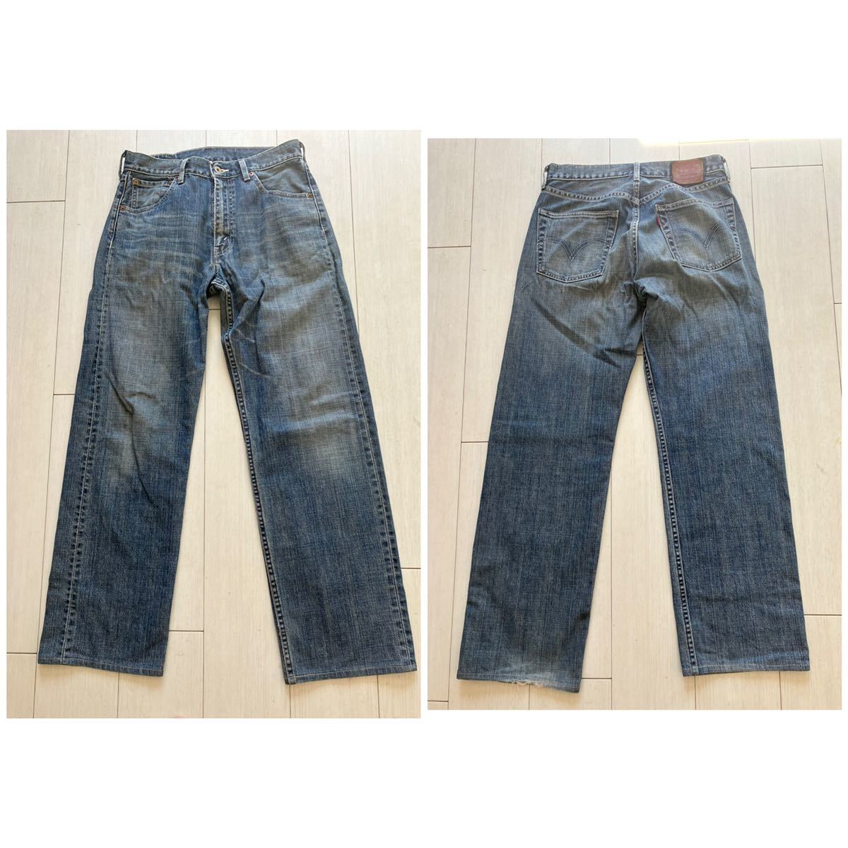 即決 W31 リーバイス Levi's 503-03 リラックスフィット ストレート ライトオンスデニム 春夏モデル ハードユーズド加工 綿100% 牛革ラベル_画像7