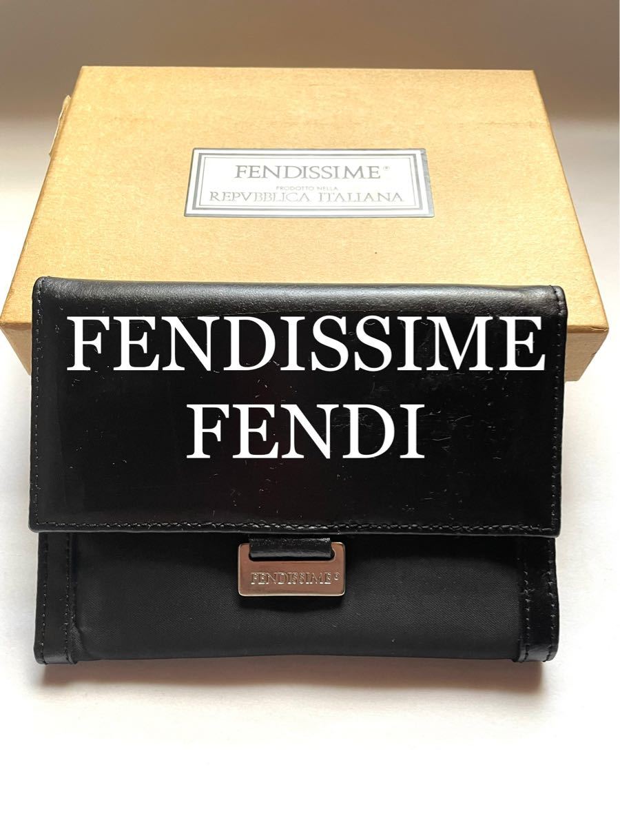 【限定特別価格品】【貴重品】【希少】FENDISSIME フェンディッシメレザー 本革×ナイロン　 折り畳み財布