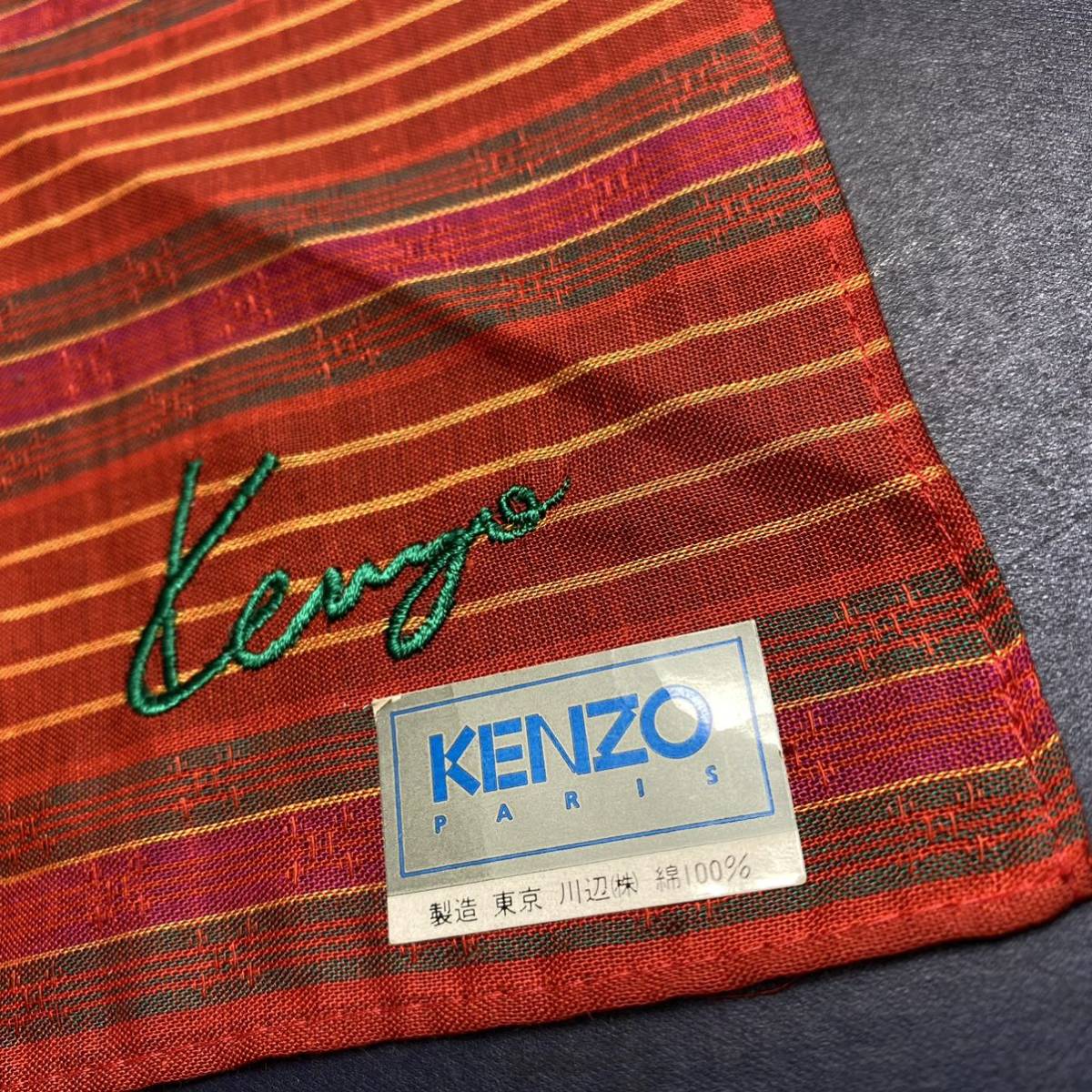  редкость новый товар не использовался с биркой цвет рисунок выдающийся атмосфера хороший река сторона производства KENZO Kenzo фольклор дизайн Jaguar do рисунок Kenzo Logo вышивка носовой платок бандана 