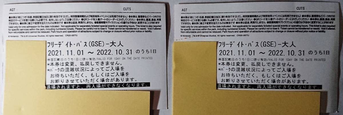 USJ ユニバーサルスタジオジャパン フリーデイトパス チケット 大人2