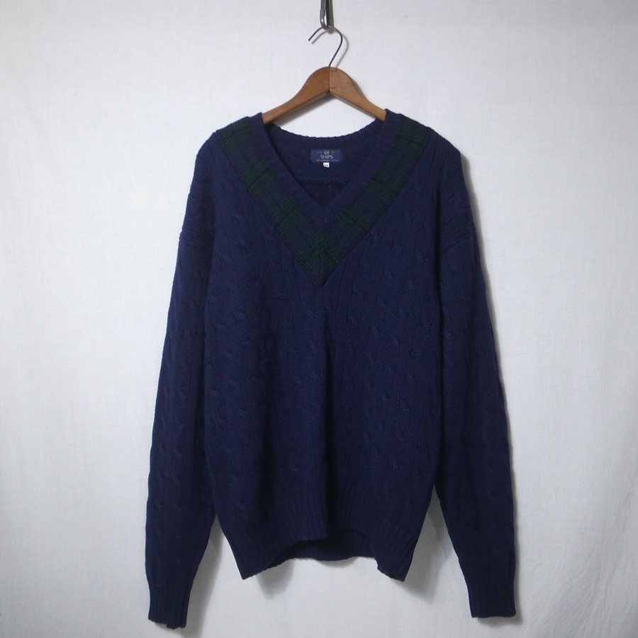 SHIPS Ships Chill ten knitted M*3 navy / cable knitted Alain knitted ivy 