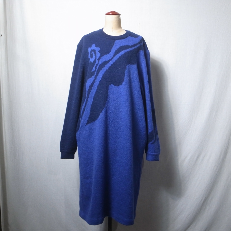 70s ISSEY MIYAKE イッセイミヤケ ニット ワンピース / オールスタイル アーカイブ 80s ビンテージ セーター 総柄 初期_画像1