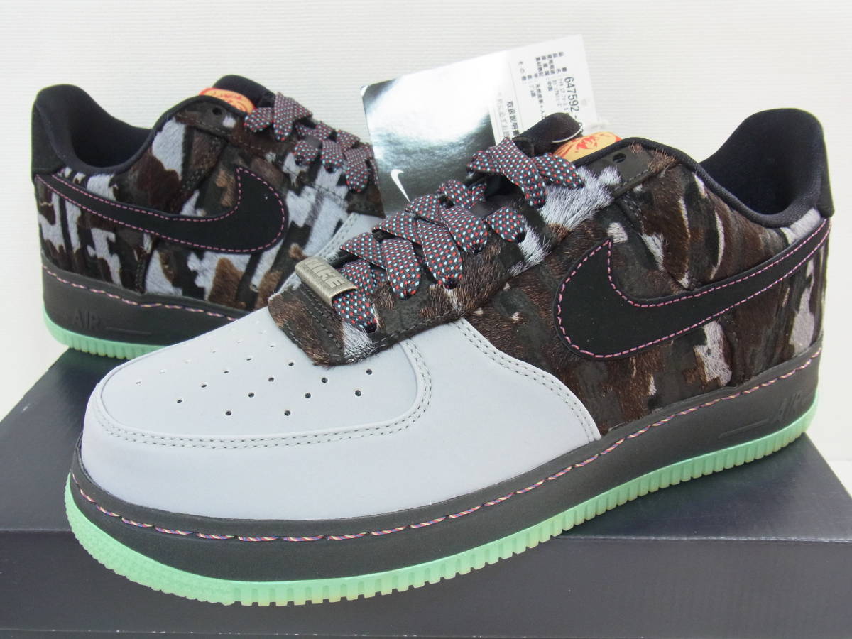 国内新品 2013 NIKE AIR FORCE 1 CMFT PRM YOH QS YEAR OF THE HORSE GREY ANTHRACITE ナイキ フォース 馬 干支 647592-001 26.5cm US8.5