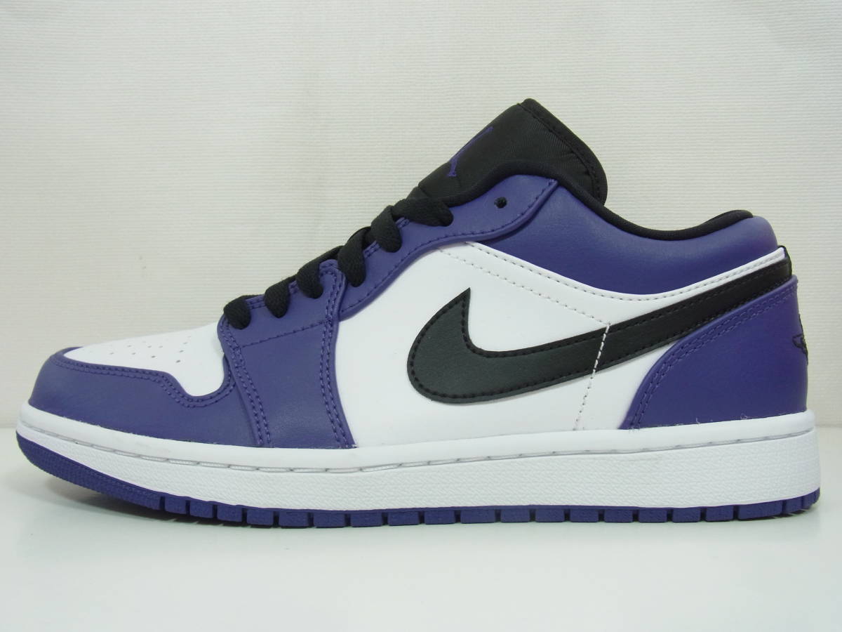 美中古 NIKE AIR JORDAN 1 LOW WHITE COURT PURPLE BLACK WHITE ナイキ エア ジョーダン コート パープル ホワイト 553558-500 26cm US8_画像3